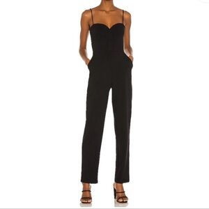 NWT Susana Monaco black sweetheart string jumpsuit  medium stretch pockets NEW